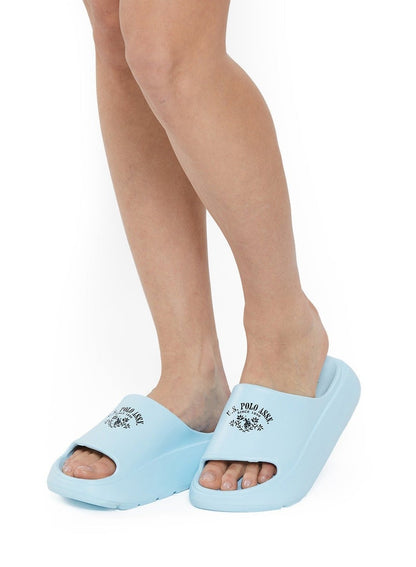 Women's Light Blue Slides - High-Quality Sole Lightweight Shoes & Trendy Design