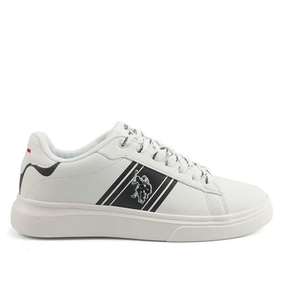 Men's White Sneakers with Bold Side Logo – Sporty Striped Design for Effortless Everyday Styling