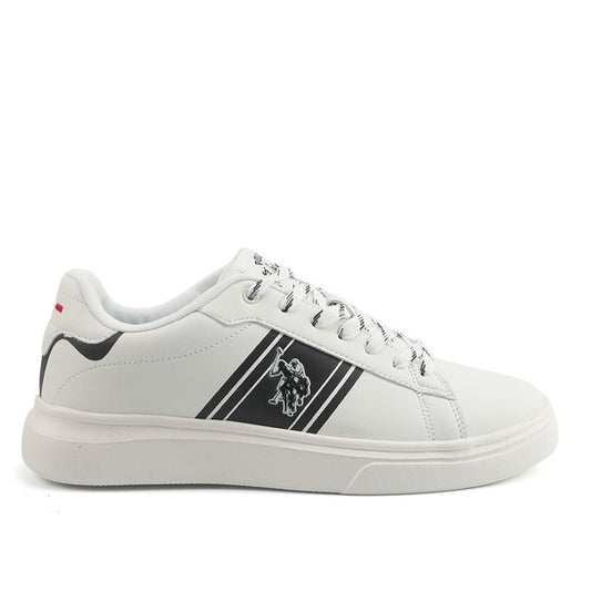 Men's White Sneakers with Bold Side Logo – Sporty Striped Design for Effortless Everyday Styling