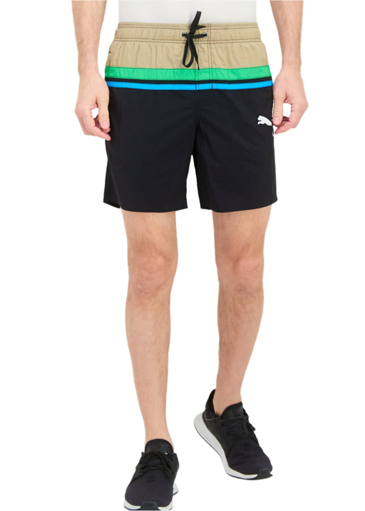 Men Sportswear Fit Brand Logo Board Shorts, Multicolor