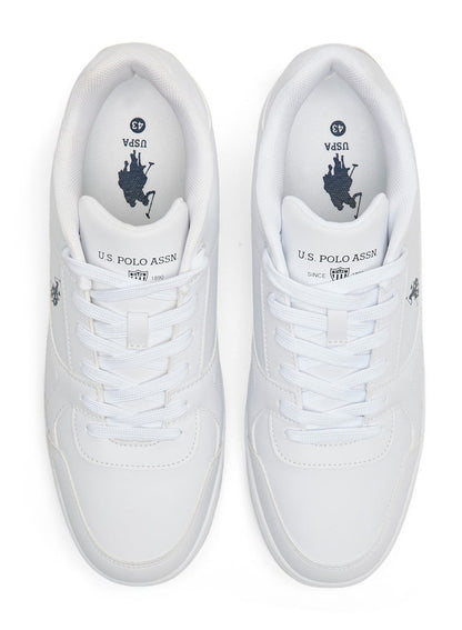 Men's Classic White Sneakers - All-White Low-Top Design, Comfortable Casual Shoes for Everyday Wear