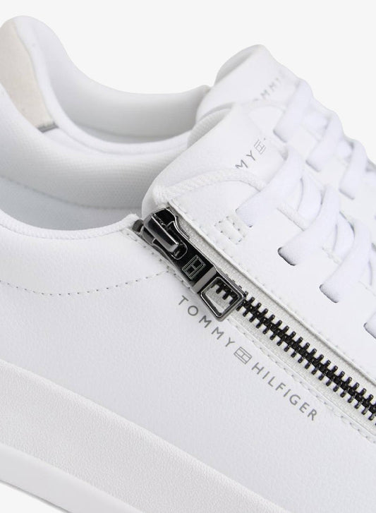 Zip-Up Court Trainers With Leather