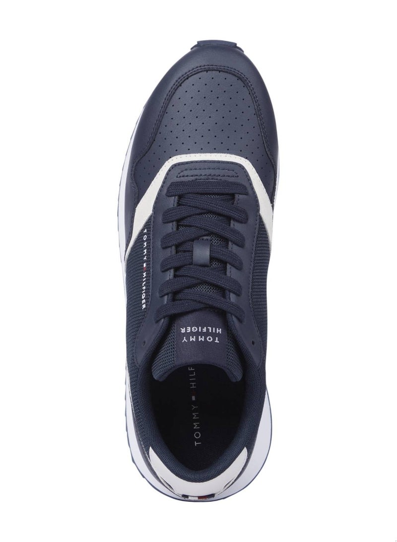 Leather Serrated Runner Sneakers