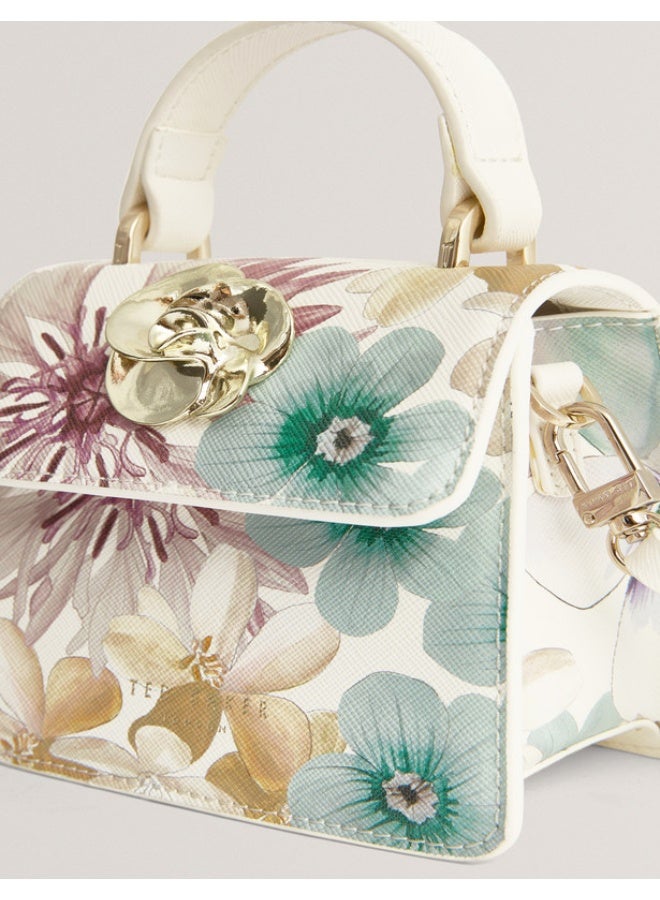 Petal Print Mini Top Handle Rose Detail