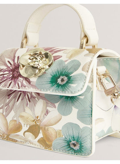 Petal Print Mini Top Handle Rose Detail