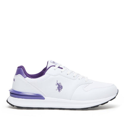 Women's Casual Sneakers - White with Purple Accents, Fashionable Low-Top Design