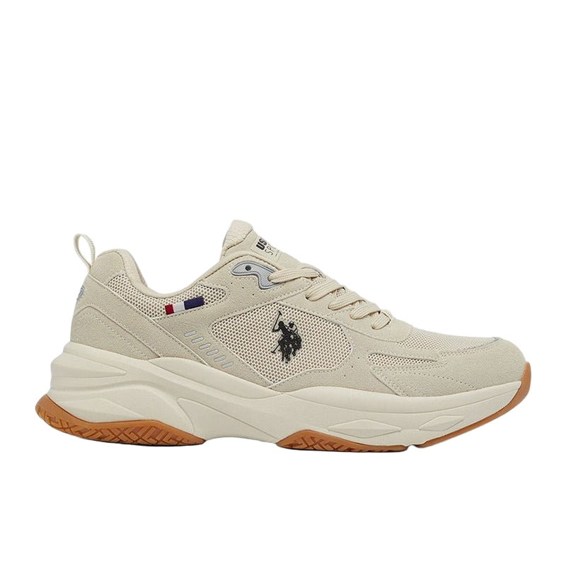 Men's Beige Low-Top Sneakers - Lightweight Shoes Lace-Up Design, Comfortable for Everyday Outfits