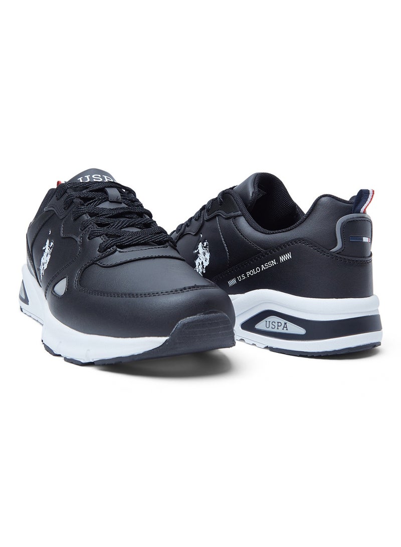 Men's Black Low-Top Casual Sneakers with Iconic Branding for a Clean Look