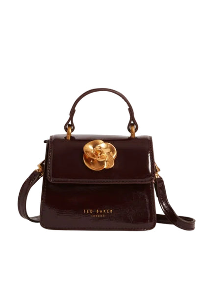 Rose Detail Square Mini Top Handle Bag