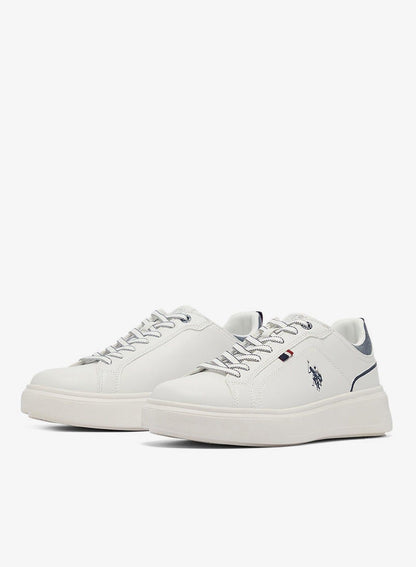 Men's White Low-Top Sneakers - Lightweight Shoes Lace-Up Design