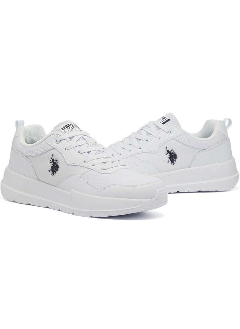 Men's White Low-Top Sneakers - Lightweight Lace-Up Design, Comfortable for Everyday Outfits