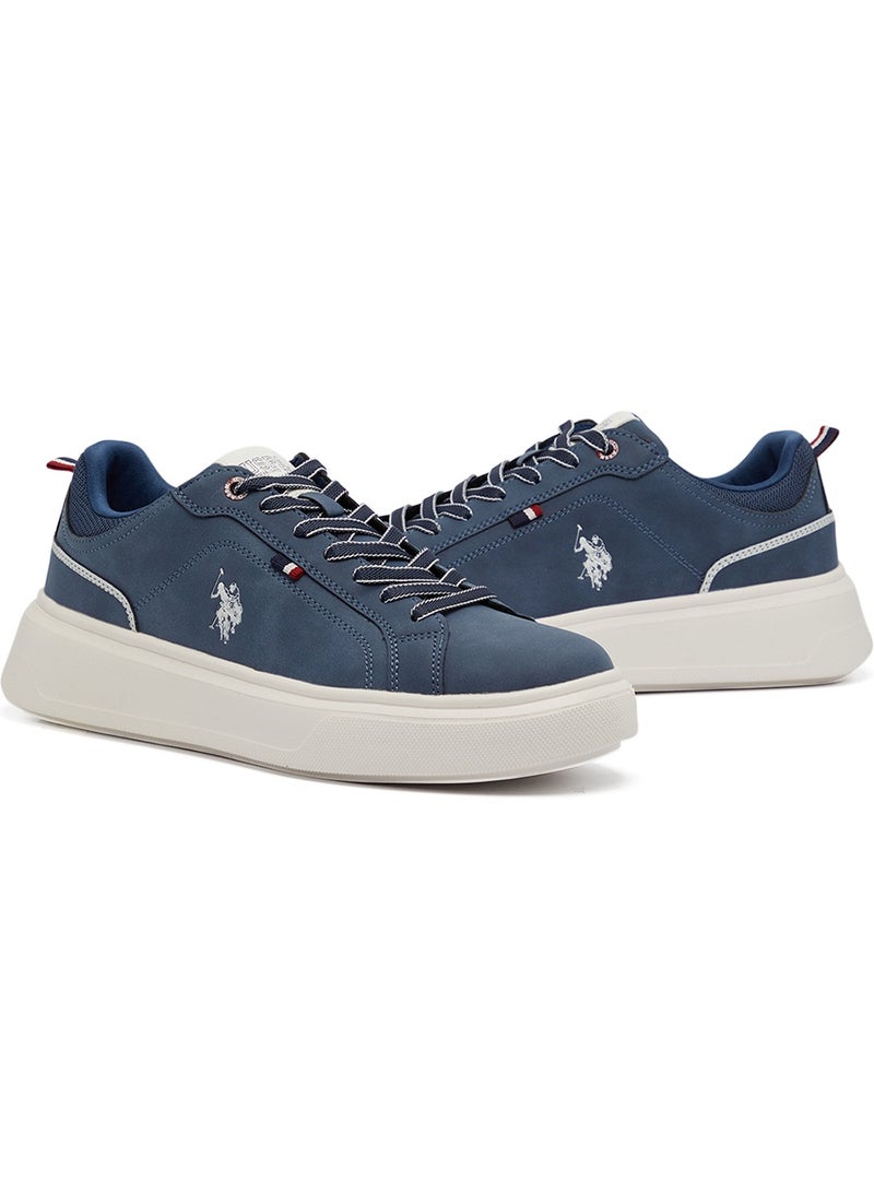 Men's Navy Low-Top Sneakers - Fashionable Lace-Up Style
