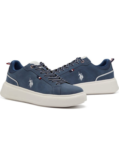 Men's Navy Low-Top Sneakers - Fashionable Lace-Up Style