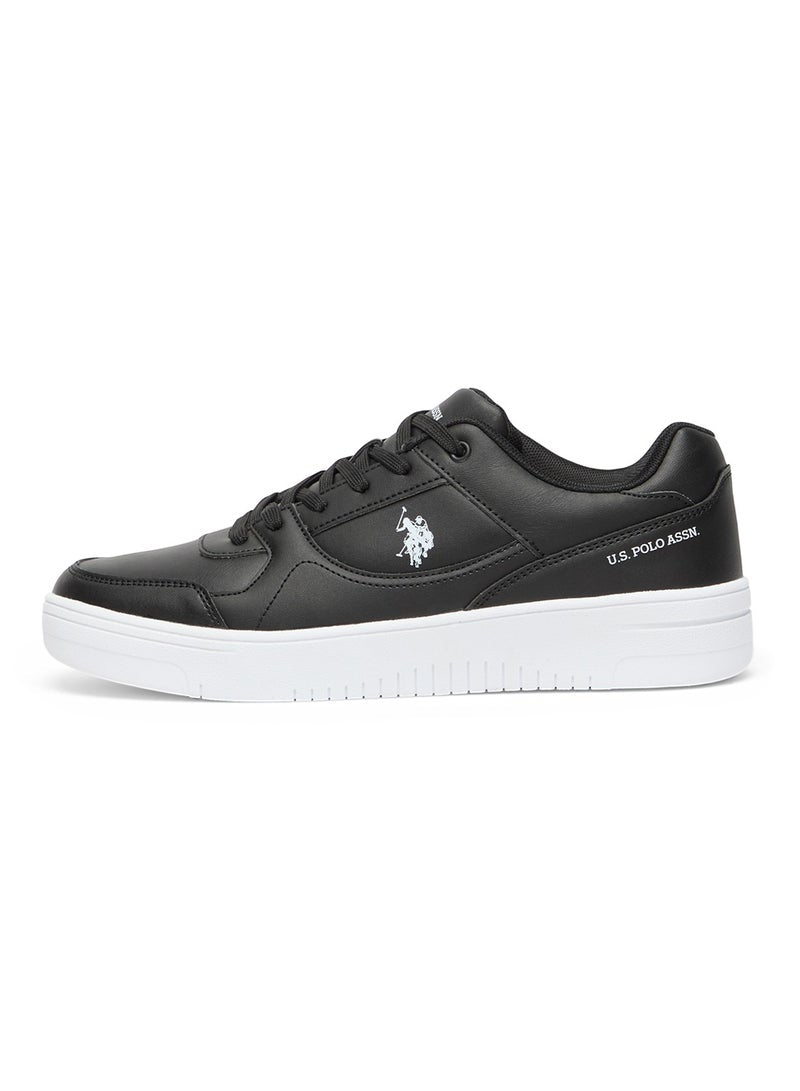 Men's Black Low-Top Sneakers - Sleek Style with Lace-Up Design and Comfort Cushioned Sole for Everyday Wear