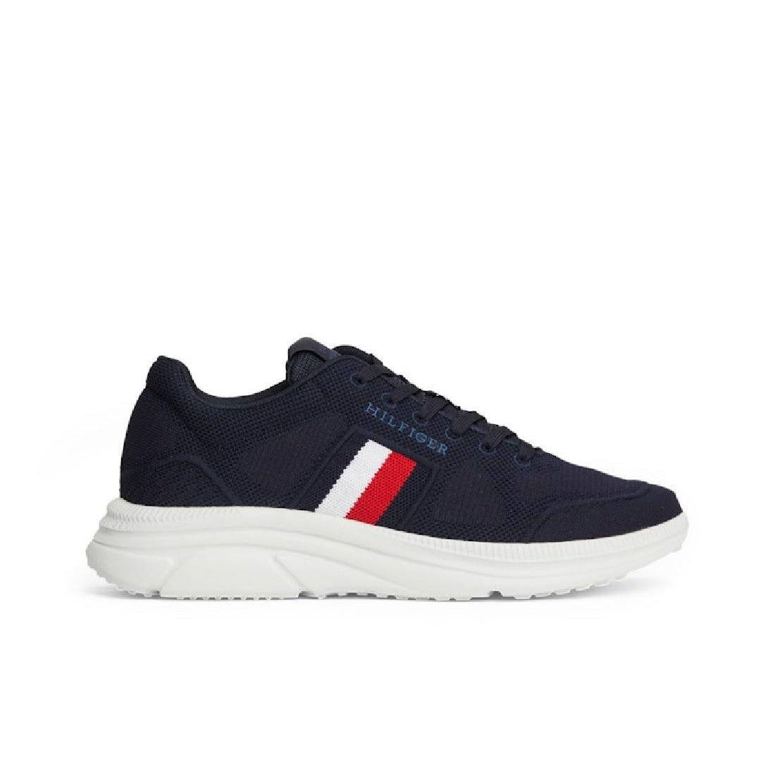 Men's Signature Tape Knit Runner Trainers, Blue- Recycled Polyester