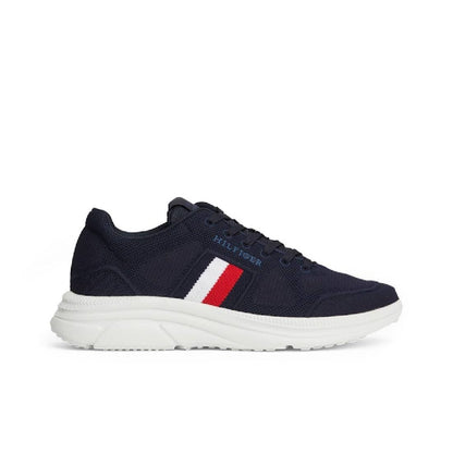 Men's Signature Tape Knit Runner Trainers, Blue- Recycled Polyester
