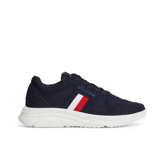 Men's Signature Tape Knit Runner Trainers, Blue- Recycled Polyester