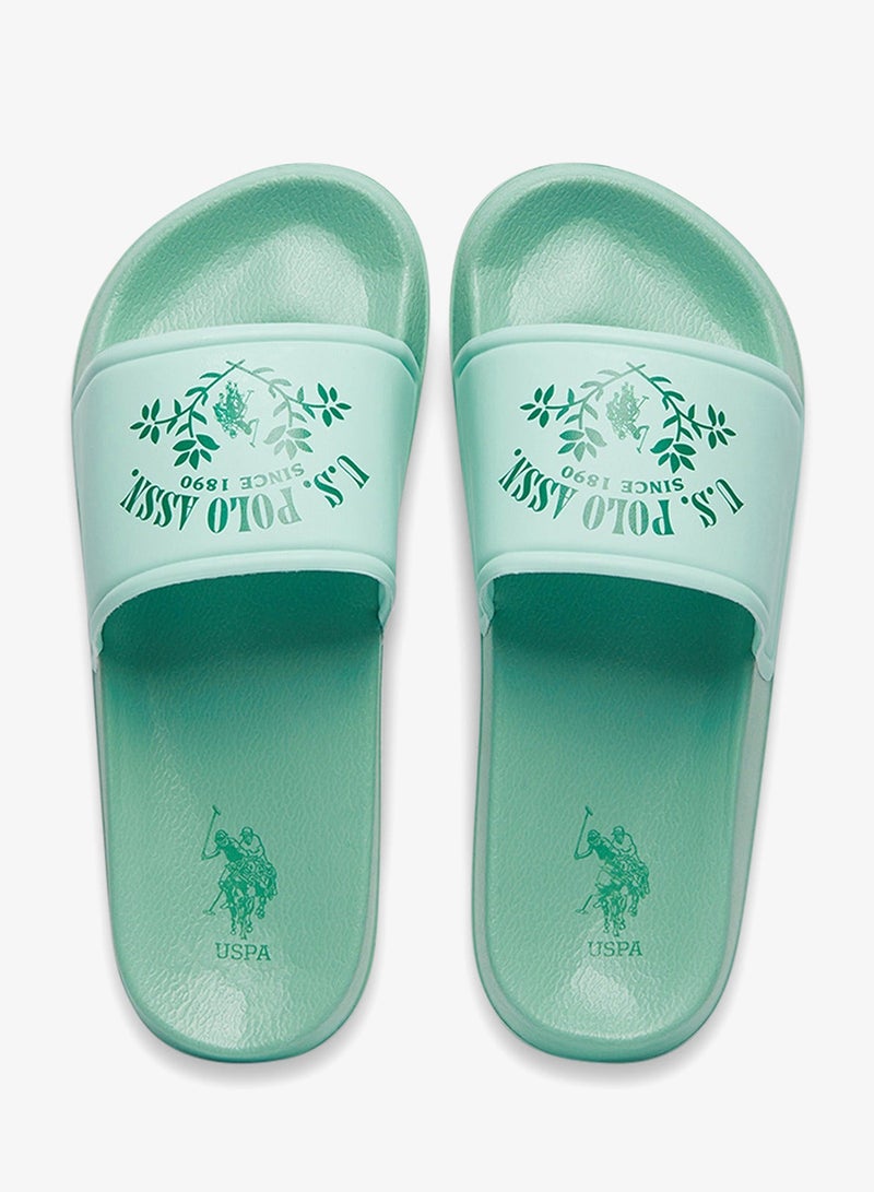 Women's Green Signature Slides Shoes - Effortless Style Meets Ultimate Relaxation!