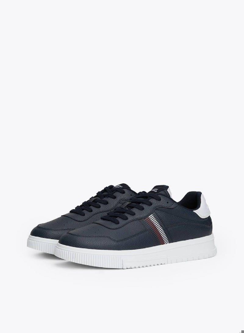 Signature Tape Textured Leather Sneakers