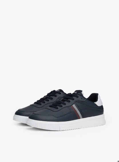 Signature Tape Textured Leather Sneakers