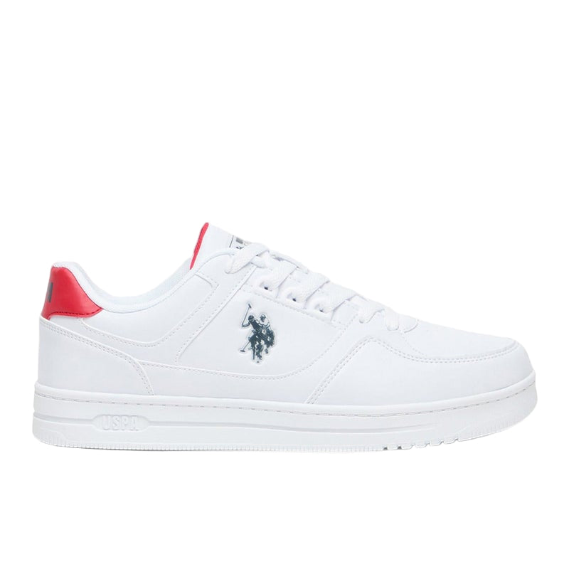 Men's White and Red Low-Top Sneakers - Lightweight Shoes Classic Lace-Up Design Shoes, Comfortable for Everyday Outfits
