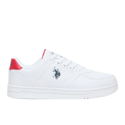 Men's White and Red Low-Top Sneakers - Lightweight Shoes Classic Lace-Up Design Shoes, Comfortable for Everyday Outfits