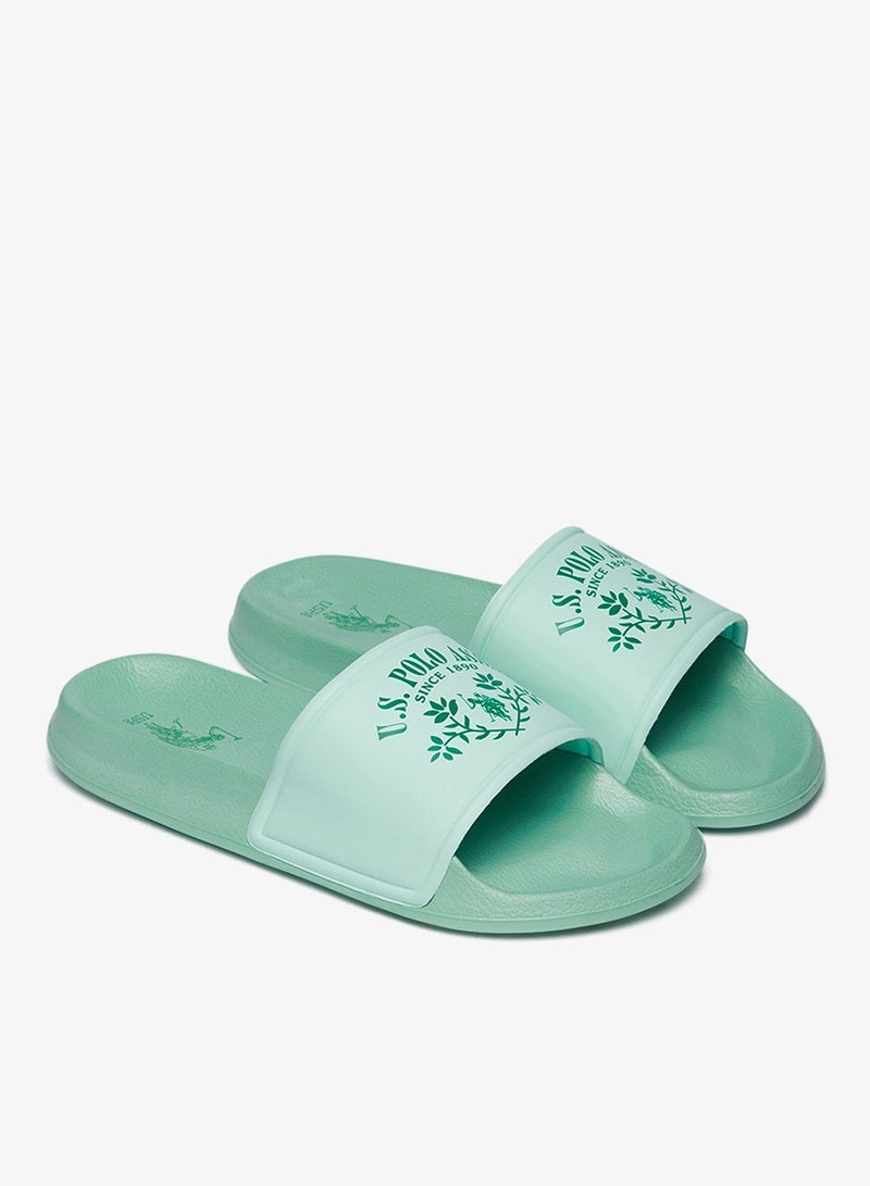 Women's Green Signature Slides Shoes - Effortless Style Meets Ultimate Relaxation!