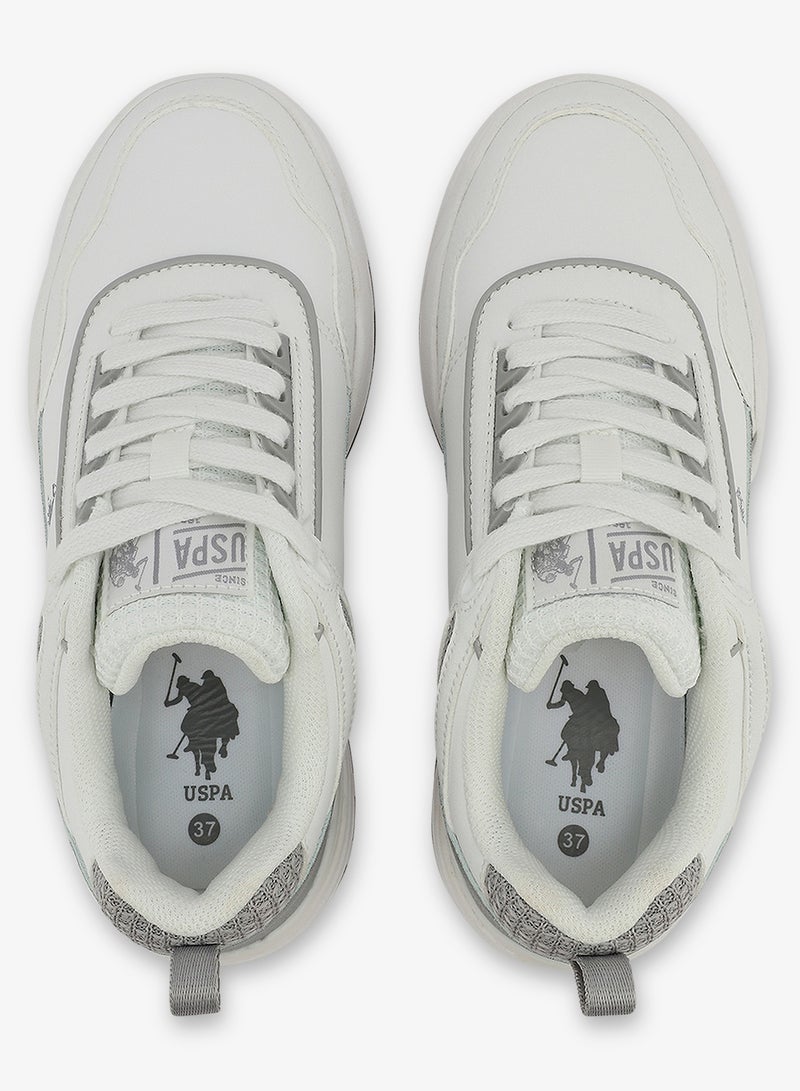 Women's  White Low-Top Sneakers - Sleek Style and Comfort Cushioned Sole for Everyday Style Shoes
