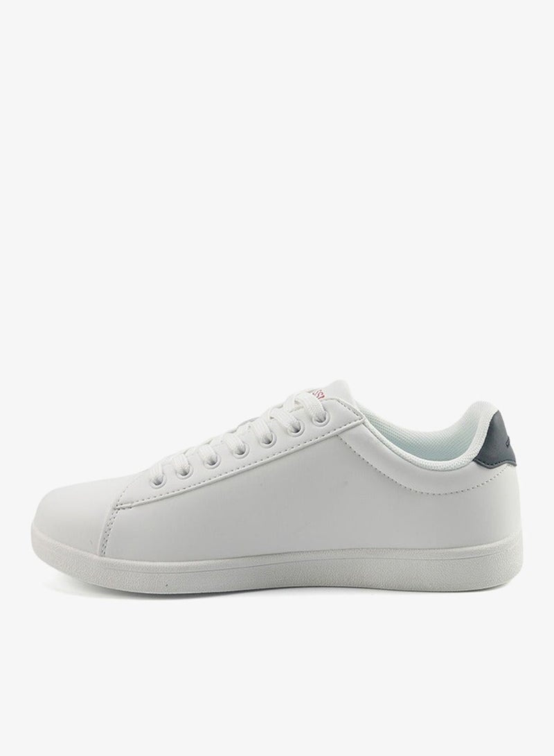 Women's White Sneakers with Navy Contrast Shoes - Bold Lace-Up Style for Striking Everyday Look Shoes