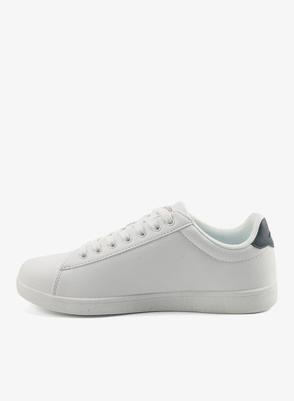 Women's White Sneakers with Navy Contrast Shoes - Bold Lace-Up Style for Striking Everyday Look Shoes