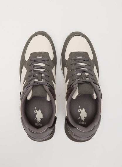 Women's Grey & White Low-Top Sneakers - Stylish Accents with Lace-Up Design and Cushioned Sole for Casual Comfort