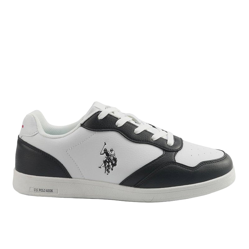 Men's White and Black Sneakers, Stylish Contrast Design Shoes for Sporty Everyday Looks