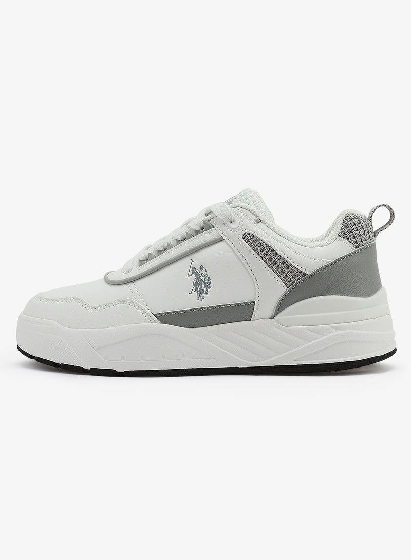 Women's  White Low-Top Sneakers - Sleek Style and Comfort Cushioned Sole for Everyday Style Shoes