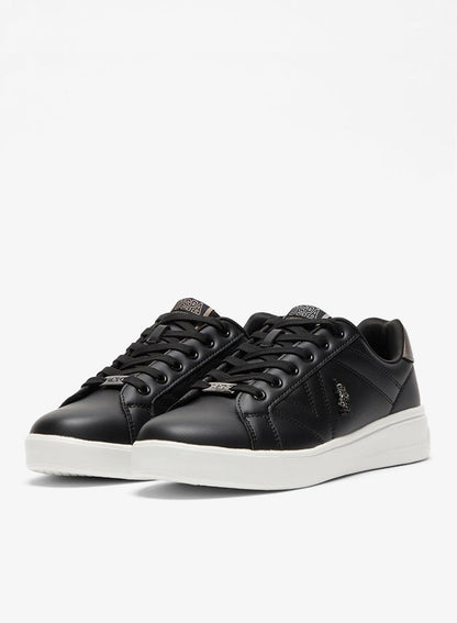 Women's Black Low-Top Sneakers - Fashionable Lace-Up Style Shoes, Perfect for Everyday Casual Outfits