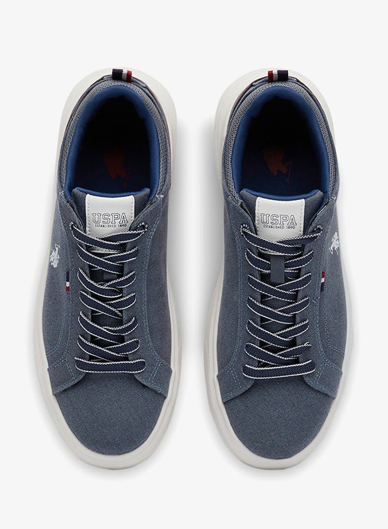Men's Blue Low-Top Sneakers - Lightweight Shoes & Trendy Design Shoes for Everyday Wear