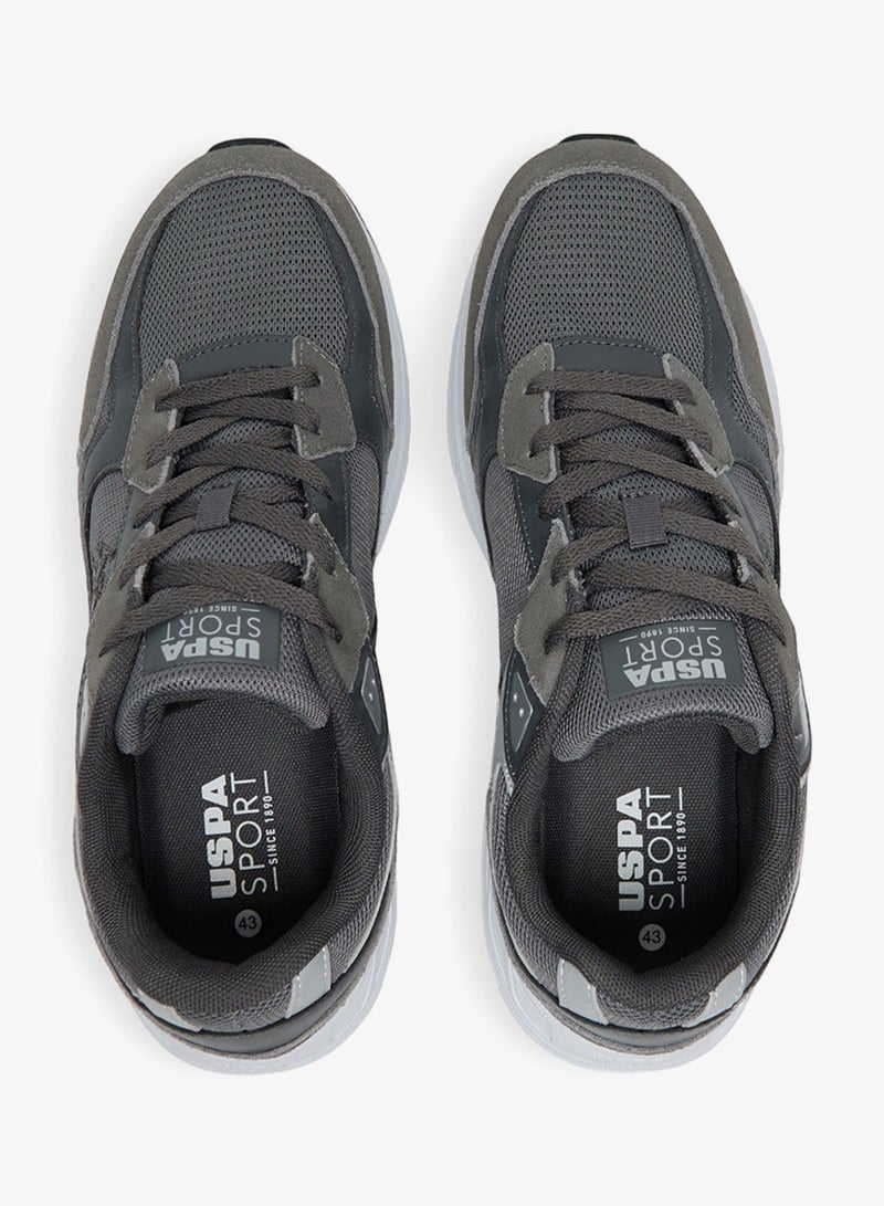 Men's Grey Low-Top Sneakers - Modern Lace-Up Design Shoes, Versatile Shoes for Casual Outfits