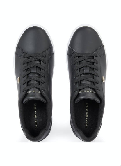 Women's Essential Leather Cupsole Court Trainers -  Leather upper, Black