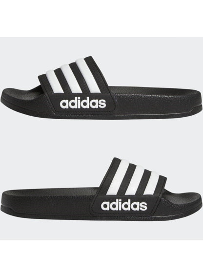 Kids Adilette Open Toe Slip-On Slides Black/White