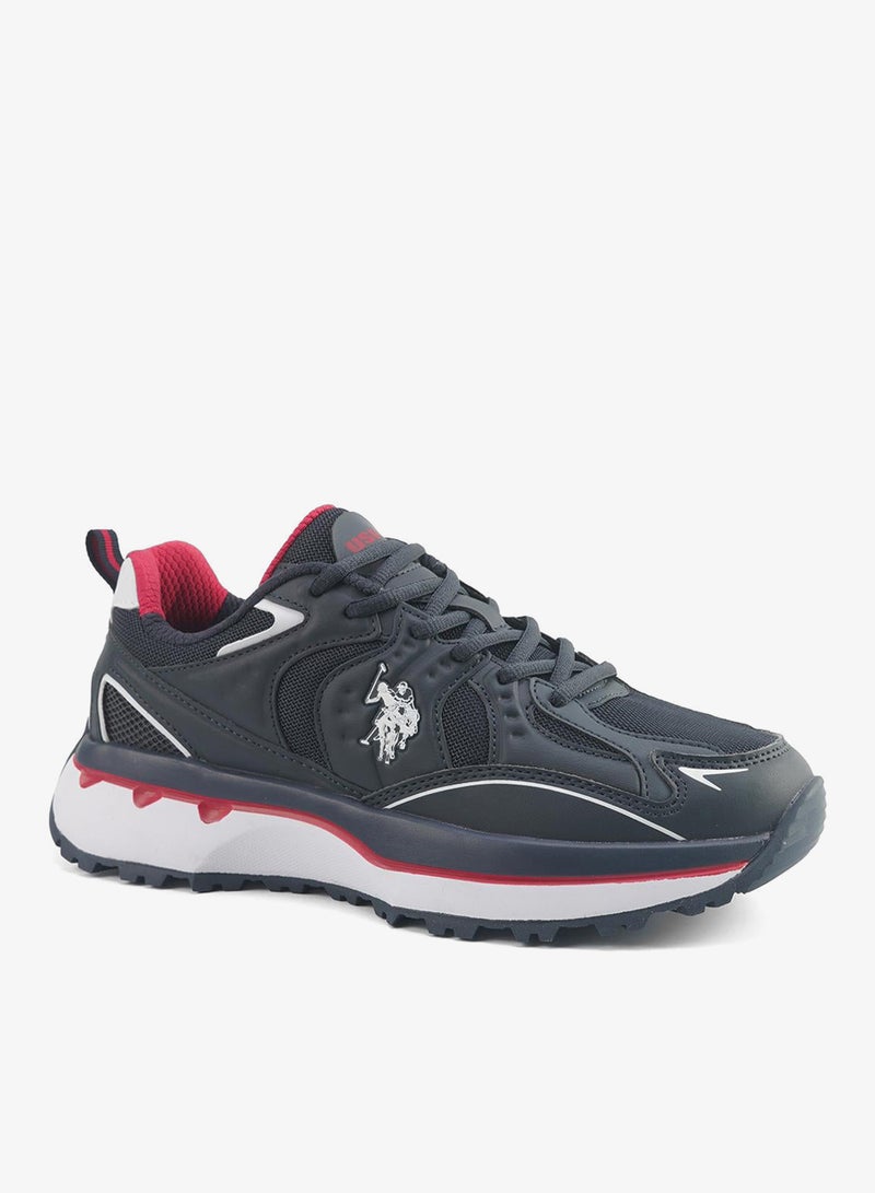 Men's Navy Sneakers with Bold Side Logo Shoes - Sporty Design Shoes for Effortless Everyday Styling