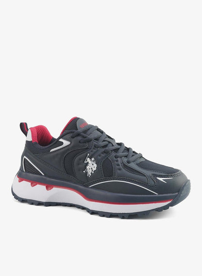 Men's Navy Sneakers with Bold Side Logo Shoes - Sporty Design Shoes for Effortless Everyday Styling