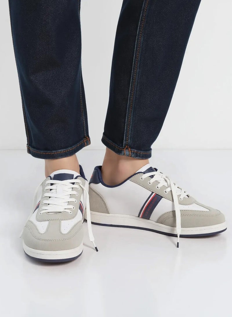 Men's White Low-Top Sneakers,Lightweight Casual Shoes for Classic Look
