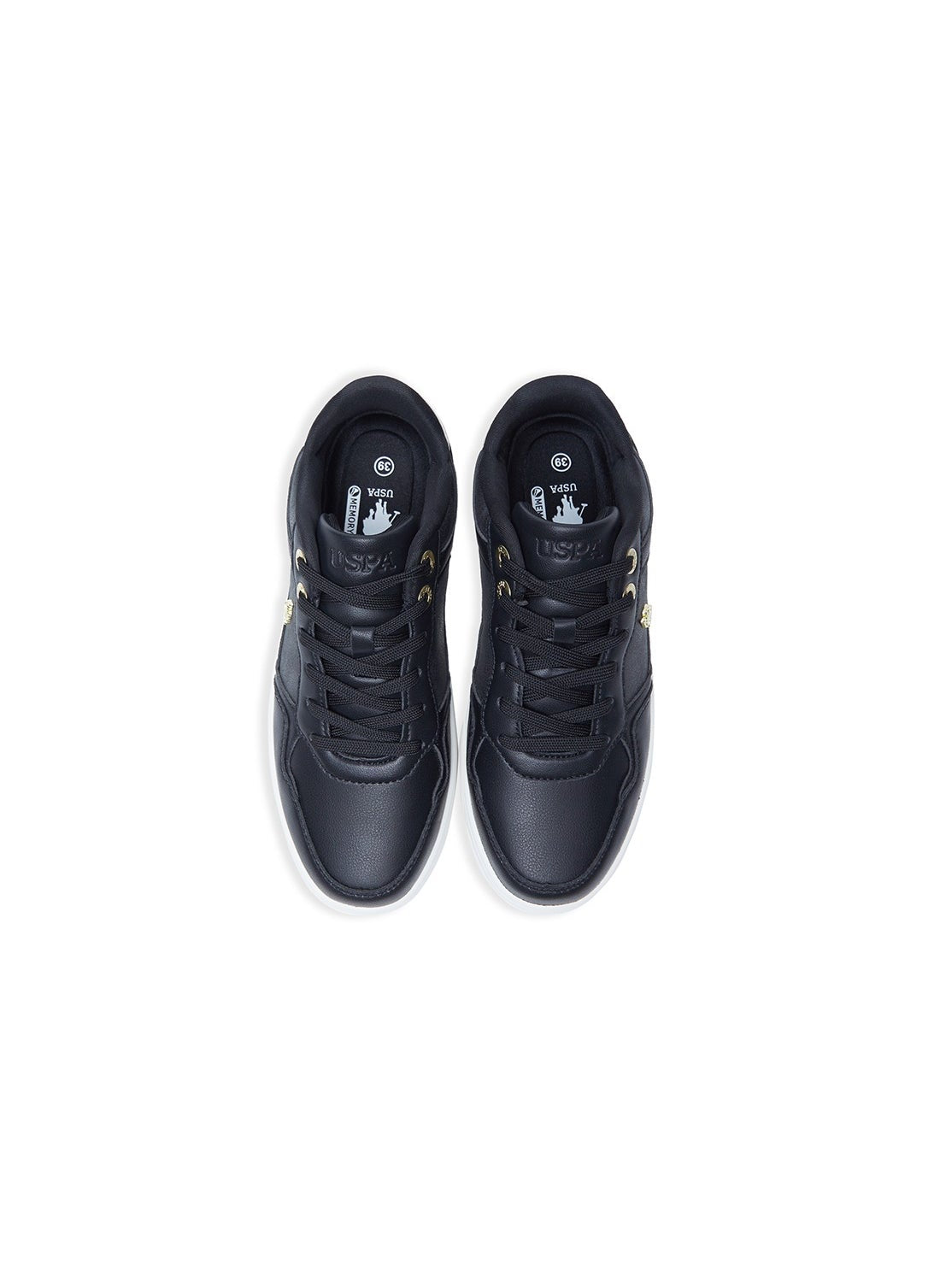 Women's Black Low-Top Sneakers - Lightweight with White Sole, Comfortable Casual Shoes