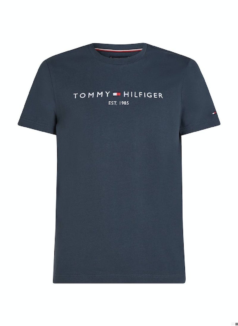 Men's Logo Embroidery Slim Fit T-Shirt -  Pure cotton, Grey
