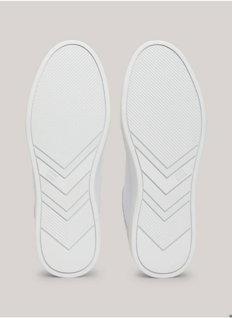 Women's Th Monogram Leather Mixed Texture Sneakers -  Leather upper, White