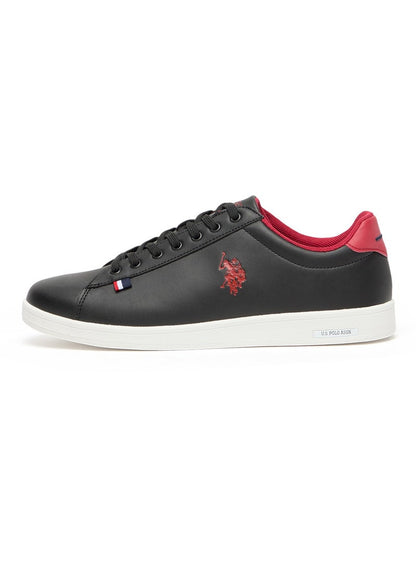Men's Black Low-Top Sneakers - Bold Lace-Up Style, Comfortable Casual Footwear