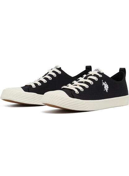 Men's Black Low-Top Canvas Sneakers - Iconic Branding for a Clean Look