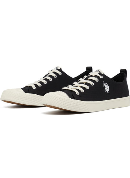 Men's Black Low-Top Canvas Sneakers - Iconic Branding for a Clean Look