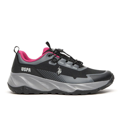 Women's Black Low-Top Sneakers - Trendy Lace-Up Design, Used For Trekking, Running