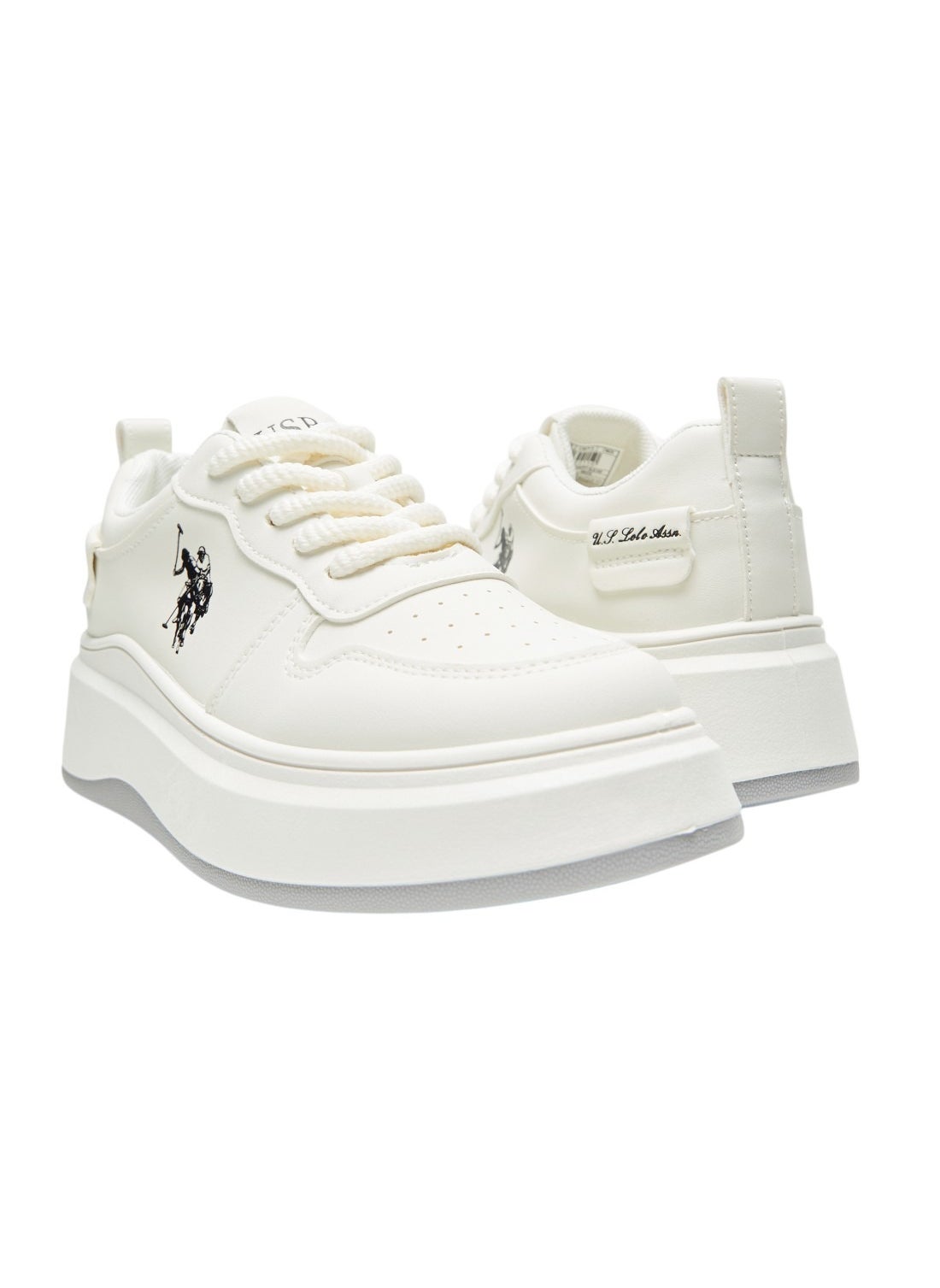 Women's White Sneakers - Bold Rugged Style with Durable Sole for Outdoor Wear