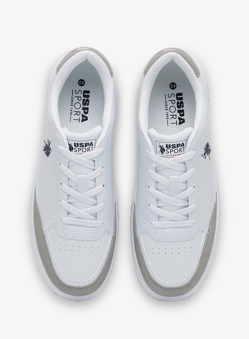 Men's White Low-Top Sneakers - Lightweight Shoes Lace-Up Design, Comfortable for Everyday Outfits